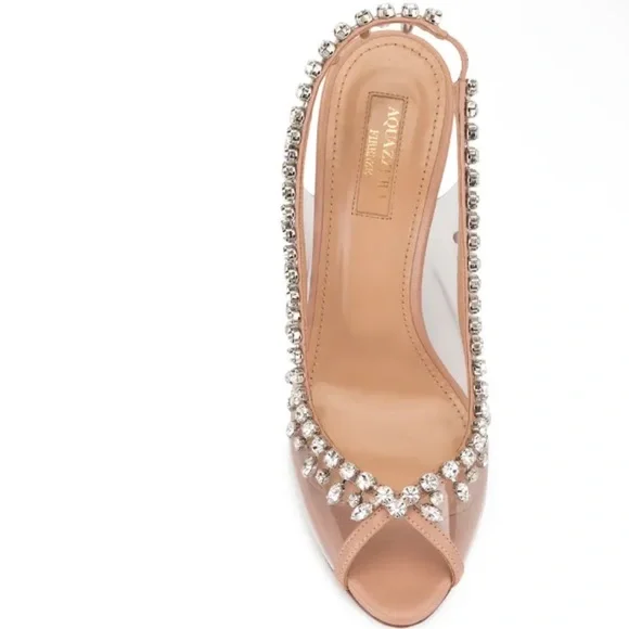 Aquazzura Tan Crystal Embellished Heels - Picture 4 of 4